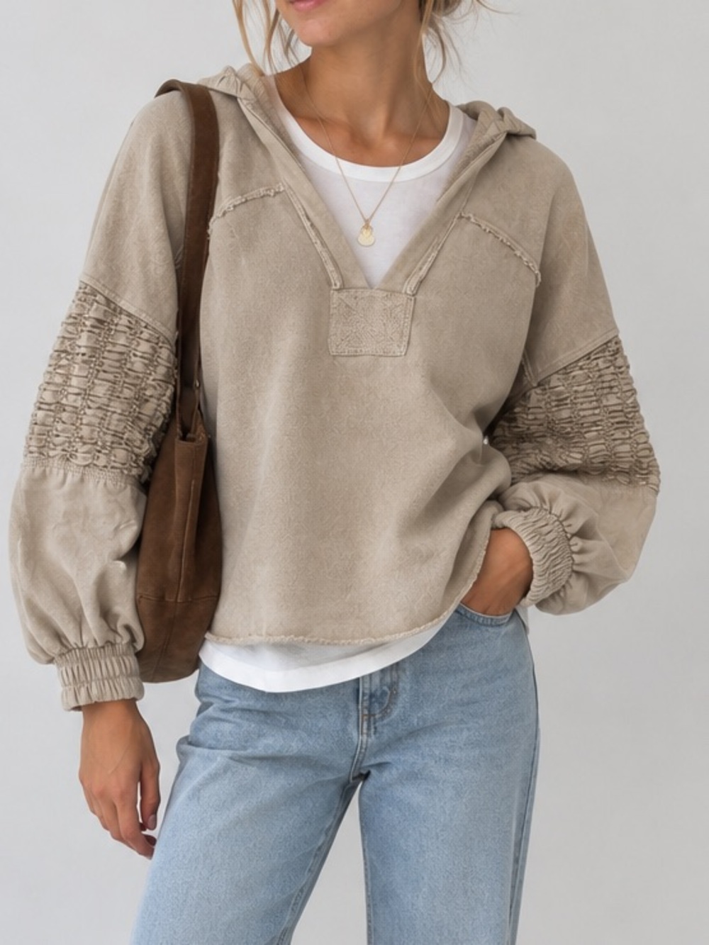 FP Movement by Free People Beige Day Off Pullover Sweatshirt